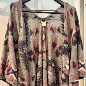 Lucky Brand Tribal Aztec Poncho Blanket Wrap Cardigan Anthropologie One Size